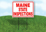 MAINE STATE INSPECTIONS RED WHITE Yard Sign Road with Stand LAWN SIGN