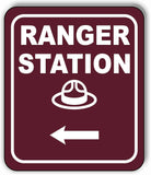RANGER STATION DIRECTIONAL LEFT ARROW CAMPING Aluminum composite sign