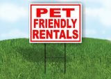 PET FRIENDLY RENTALS RED WHITE Yard Sign Road with Stand LAWN SIGN