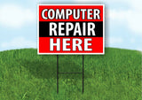 Computer REPAIR HERE BLACK STRIPE Plastic Yard Sign ROAD SIGN with Stand