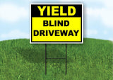 Yield Blind Driveway yellow black Yard Sign Road with Stand LAWN SIGN