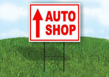 AUTO SHOP STRAIGHT arrow red Yard Sign with Stand LAWN SIGN