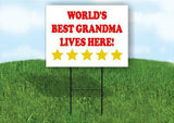 WORLDS BEST GRANDMA LIVES HERE Plastic Yard Sign ROAD SIGN with Stand