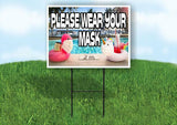 PLEASE WEAR YOUR MASK POOL Yard Sign Road with Stand LAWN SIGN