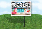 MASKS REQUIRED POOL Yard Sign Road with Stand LAWN SIGN