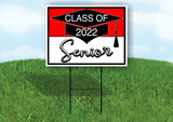 CLASS 2022 SENIOR RED WHITE Yard Sign with Stand LAWN SIGN