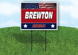 BREWTON FLAG RED 2024 18inx24in Yard Road Sign w/ Stand