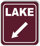 LAKE DIRECTIONAL 45 DEGREES DOWN LEFT ARROW CAMPING Aluminum composite sign