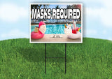 MASKS REQUIRED POOL Yard Sign Road with Stand LAWN SIGN