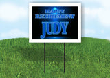 JUDY RETIREMENT BLUE 18 in x 24 in Yard Sign Road Sign with Stand