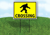Sasquatch BIGFOOT CROSSING XING YELLOW Plastic Yard Sign ROAD SIGN with Stand