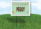 PEGGY WELCOME BABY GREEN  18 in x 24 in Yard Sign Road Sign with Stand