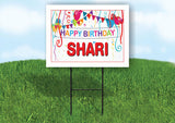SHARI HAPPY BIRTHDAY BALLOONS 18 in x 24 in Yard Sign Road Sign with Stand
