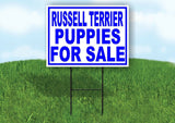 Russell Terrier PUPPIES FOR SALE BLUE Yard Sign Road with Stand LAWN SIGN