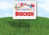 BRECKEN HAPPY BIRTHDAY BALLOONS 18 in x 24 in Yard Sign Road Sign with Stand