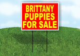 Brittany PUPPIES FOR SALE YELLOW RED Yard Sign Road with Stand LAWN SIGN