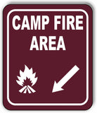 CAMPFIRE AREA DIRECTIONAL ARROW TRAIL 8 Variations Metal Aluminum composite sign