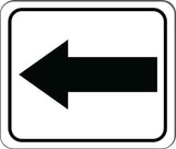 left arrow Black metal outdoor sign