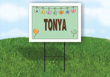 TONYA WELCOME BABY GREEN  18 in x 24 in Yard Sign Road Sign with Stand