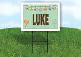 LUKE WELCOME BABY GREEN  18 in x 24 in Yard Sign Road Sign with Stand