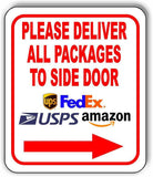 Please Deliver All Packages To SIDE Door right Metal Aluminum composite sign