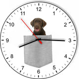 Chocolate Lab In Your Pocket Puppy Dog kitchen living room Wall Clock