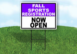 SPORTS REGISTRATION PURPLE WHITE FALL Yard Sign with Stand LAWN SIGN