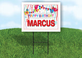 MARCUS HAPPY BIRTHDAY BALLOONS 18 in x 24 in Yard Sign Road Sign with Stand