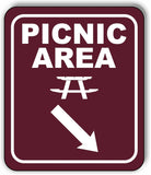 PICNIC AREA DIRECTIONAL 45 DEGREES DOWN RIGHT ARROW Aluminum composite sign