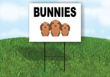 BUNNIES WITH PICTURE Yard Sign with Stand LAWN SIGN