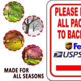 Please Deliver All Packages To Back Door RIGHT arrow outdoor Metal sign