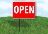 OPEN RED Plastic Yard Sign ROAD SIGN with Stand
