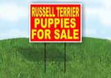 Russell Terrier PUPPIES FOR SALE YELLOW RED Yard Sign Road with Stand LAWN SIGN