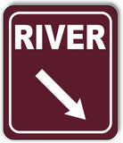 RIVER DIRECTIONAL 45 DEGREES DOWN RIGHT ARROW CAMPING Aluminum composite sign