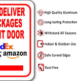 Please Deliver All Packages To Front Door left Arrow Aluminum Composite Sign