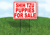 Shih Tzu PUPPIES FOR SALE RED Yard Sign Road with Stand LAWN SIGN
