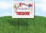 THEODORE HAPPY BIRTHDAY BALLOONS 18 in x 24 in Yard Sign Road Sign with Stand