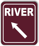 RIVER DIRECTIONAL 45 DEGREES UP LEFT ARROW CAMPING Aluminum composite sign