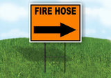 Fire Hose Construction RIGHT Yard Sign Road with Stand LAWN SIGN Single sided
