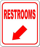 RESTROOMS DIRECTIONAL RED 8 Arrow Variations Metal Aluminum composite sign