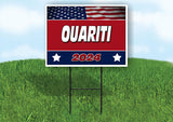 OUARITI FLAG RED 2024 18inx24in Yard Road Sign w/ Stand