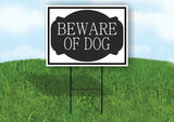 BEWARE OF DOG BLACK TAG Yard Sign Road with Stand LAWN SIGN