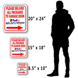 Please Deliver All Packages To Garage Door RIGHT arrow No USPS LOGO Metal sign
