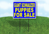 Giant Schnauzer PUPPIES FOR SALE YELLOW BLUE Yard Sign Road with Stand LAWN SIGN