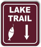 LAKE TRAIL DIRECTIONAL DOWNWARDS ARROW CAMPING Metal Aluminum composite sign