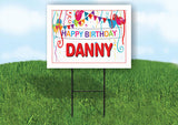 DANNY HAPPY BIRTHDAY BALLOONS 18 in x 24 in Yard Sign Road Sign with Stand