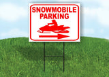 SNOWMOBILE PARKING RIGHT ARROW RED Yard Sign with Stand LAWN SIGN