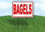 BAGELS RED WHITE Yard Sign Road with Stand LAWN SIGN