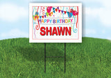 SHAWN HAPPY BIRTHDAY BALLOONS 18 in x 24 in Yard Sign Road Sign with Stand