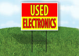 USED Electronics  RED YELLOW Plastic Yard Sign ROAD SIGN with Stand
